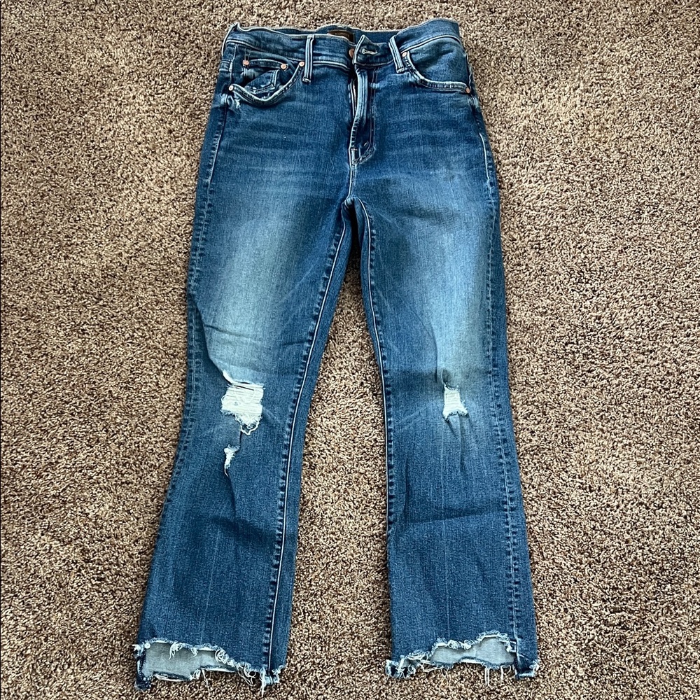 MOTHER Jeans-The Insider Crop Step Chew, Color-Dancing on the Coals, Size 29